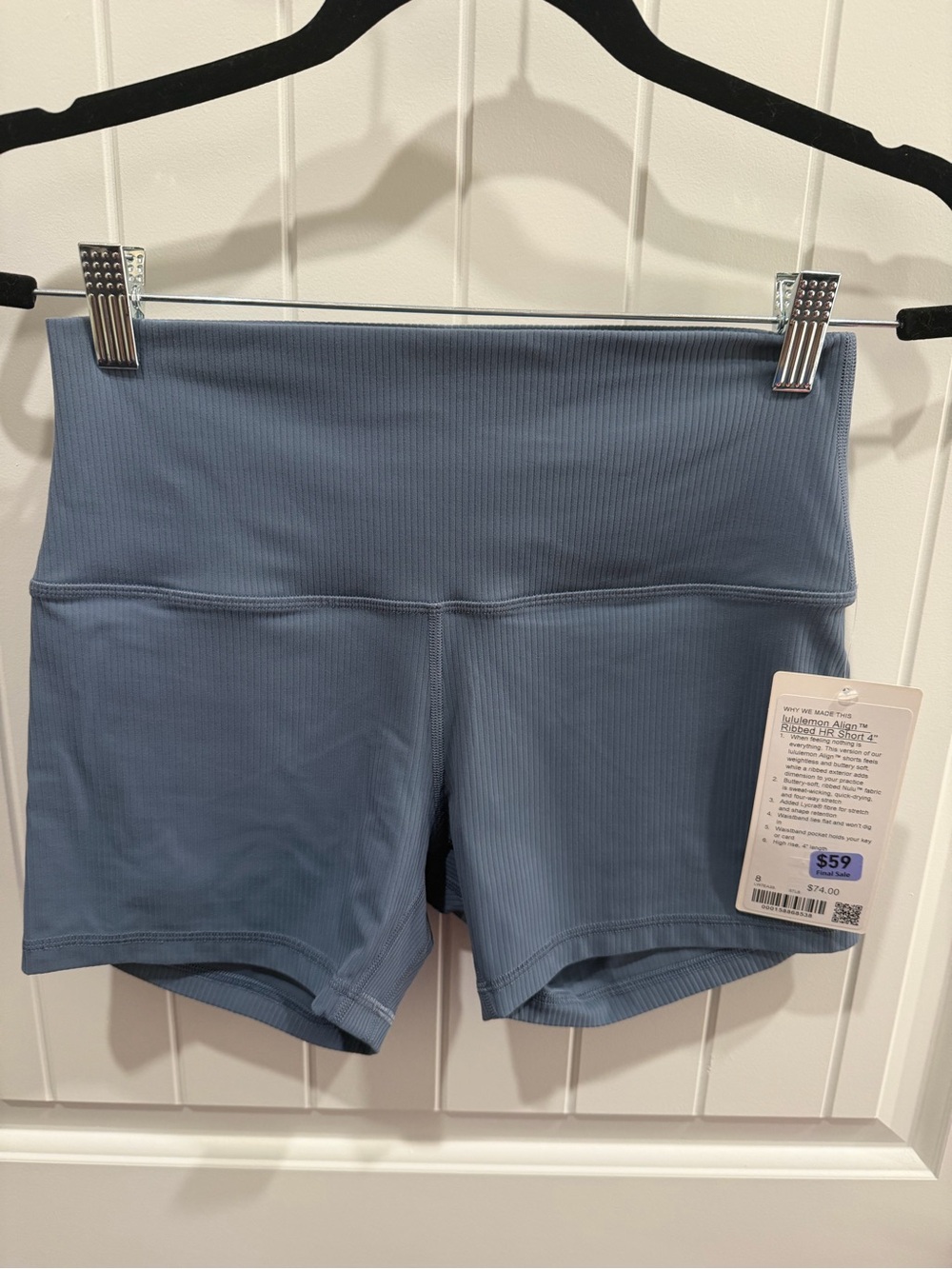 Lululemon Align Ribbed High-Rise Short 4” Blue Gray Size 8 NWT